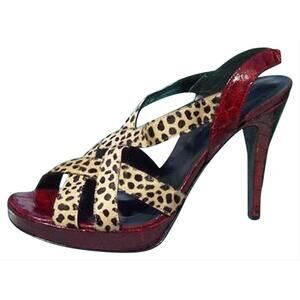 Donald Pliner Red Gator Animal Hair Calf Leather Shoe New Slingback $325 NIB